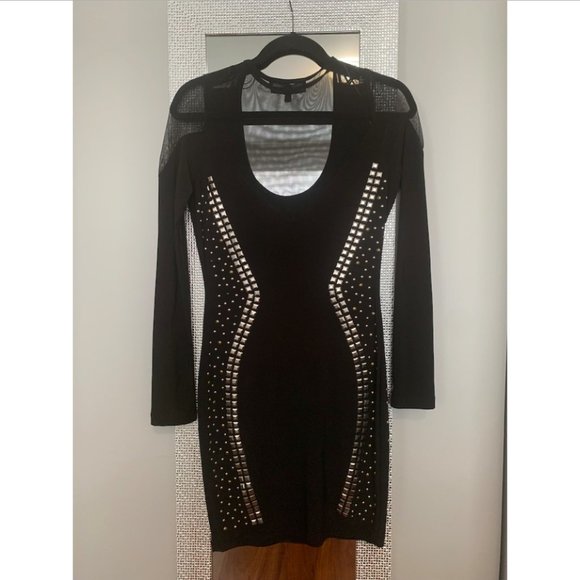 ✨SYMPHONY BLACK STUDDED BODYCON DRESS - SIZE: US M - Picture 2 of 4
